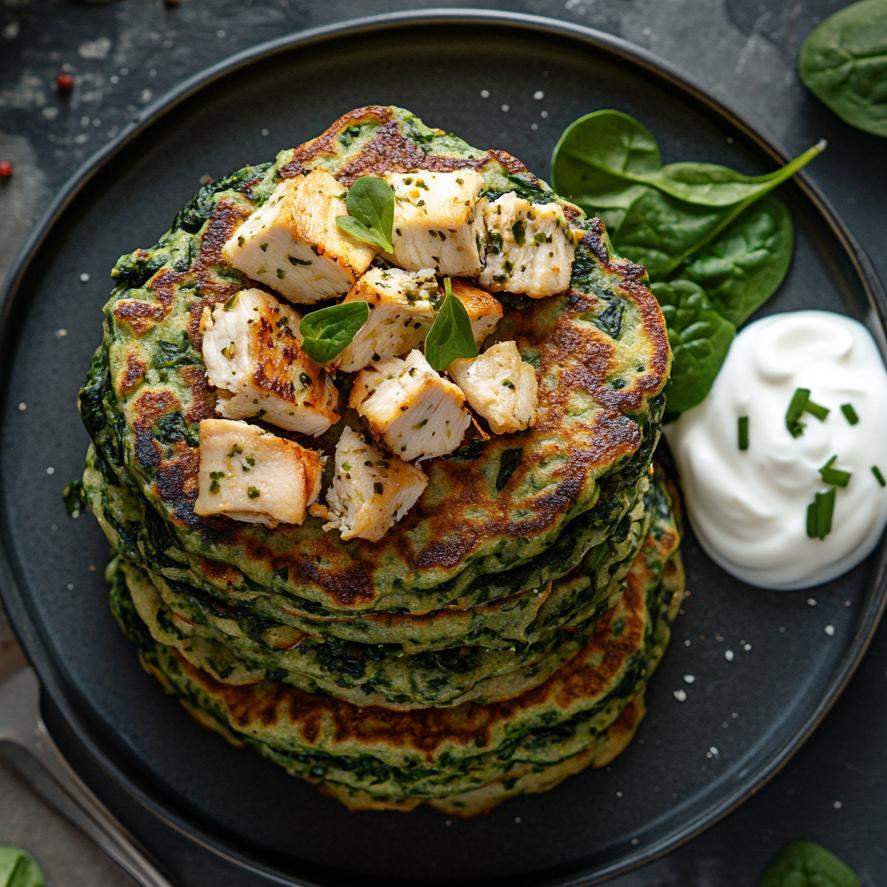 Savory Spinach and Chicken Pancakes