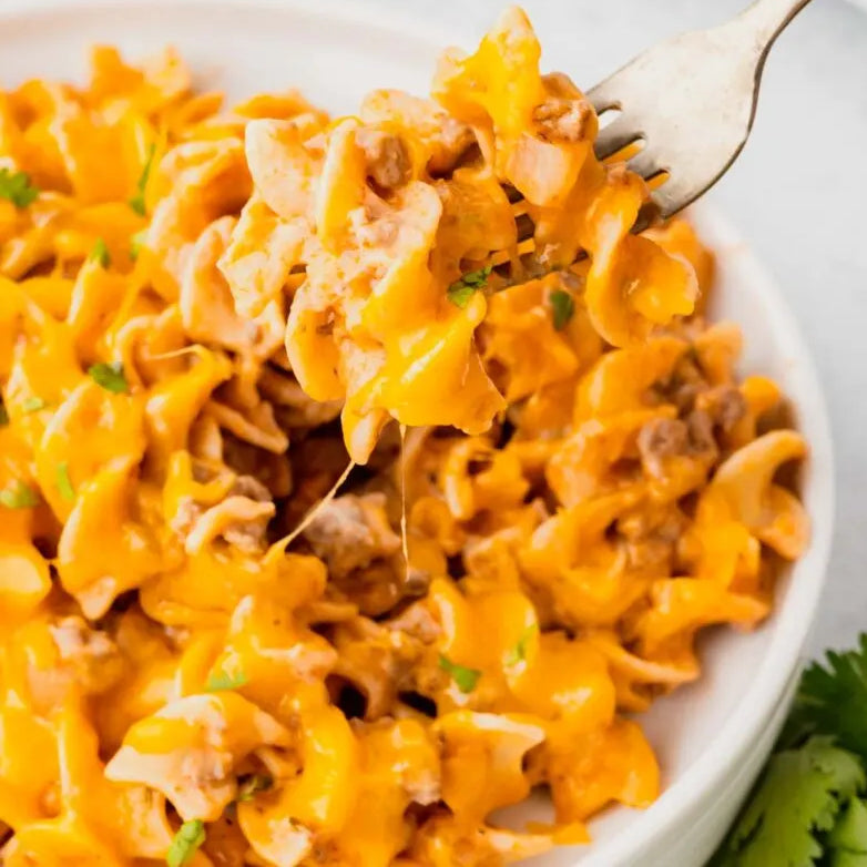 Cheesy Ground Beef and Noodles Casserole