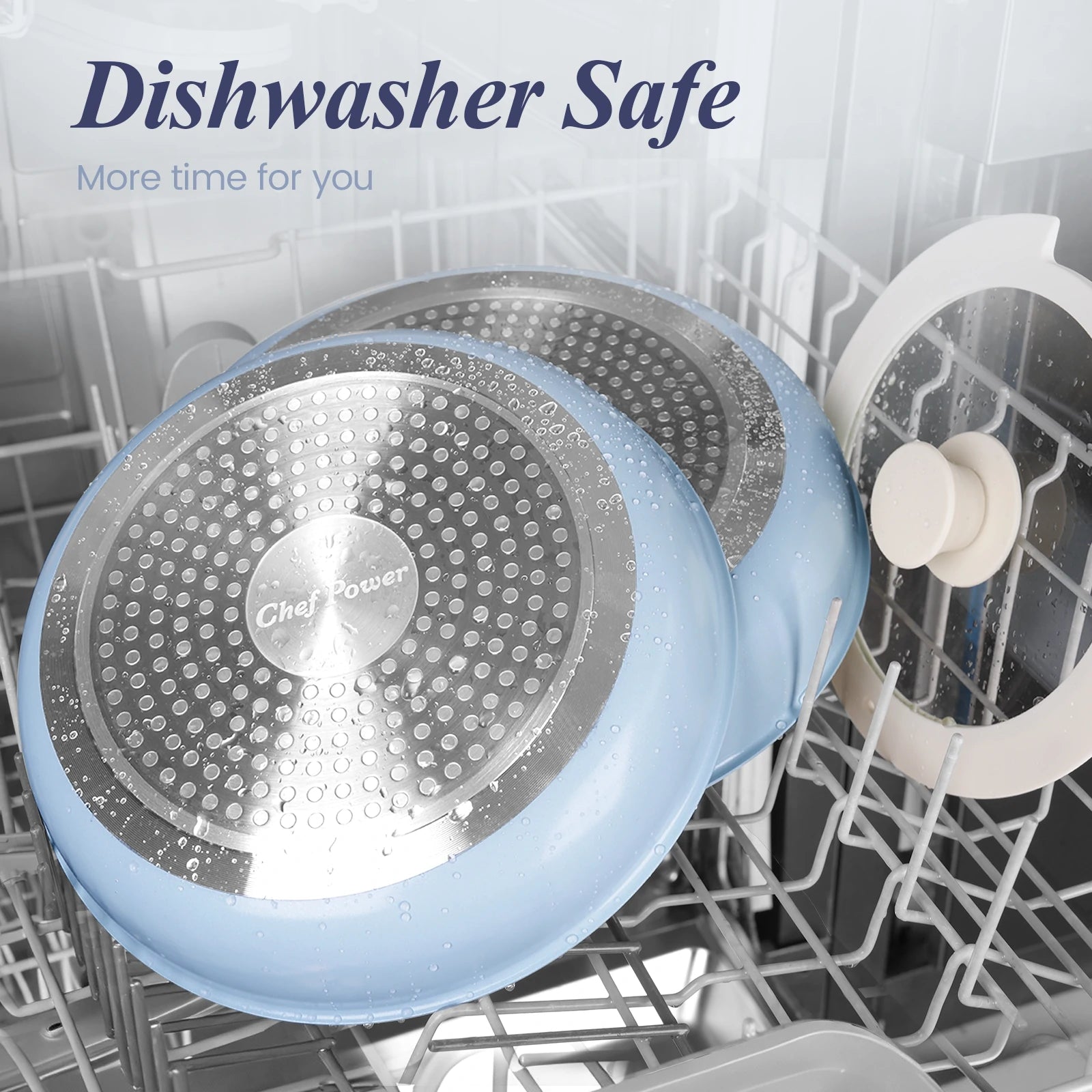 Chef Power Ceramic Non Toxic Cookware Sets with Detachable Handle Baby Blue Purple