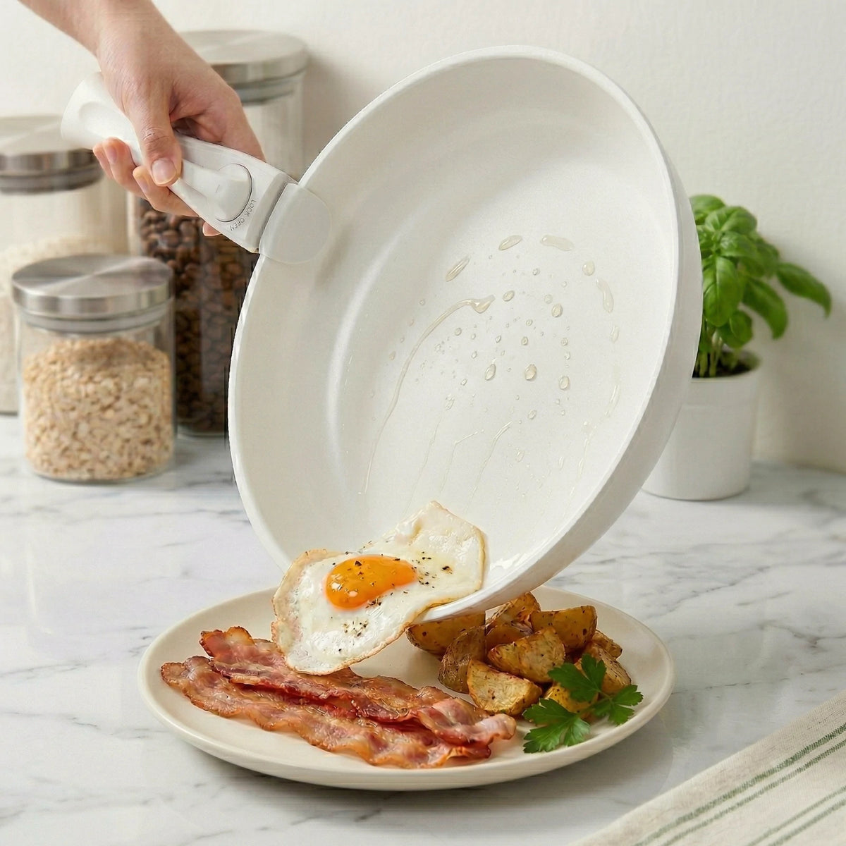Non-Toxic Ceramic Nonstick 19-Piece Cookware Set with Detachable ...