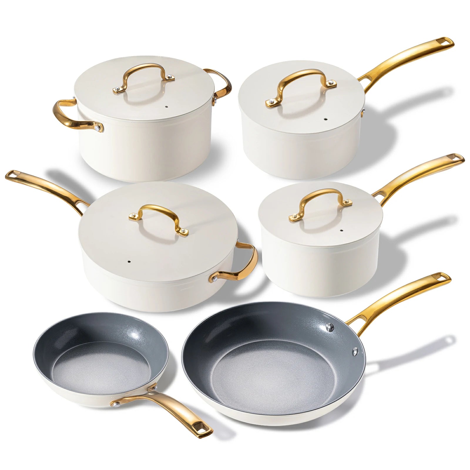 Chef Power Non-toxic Ceramic Cookware 10 Pieces Utility Golden
