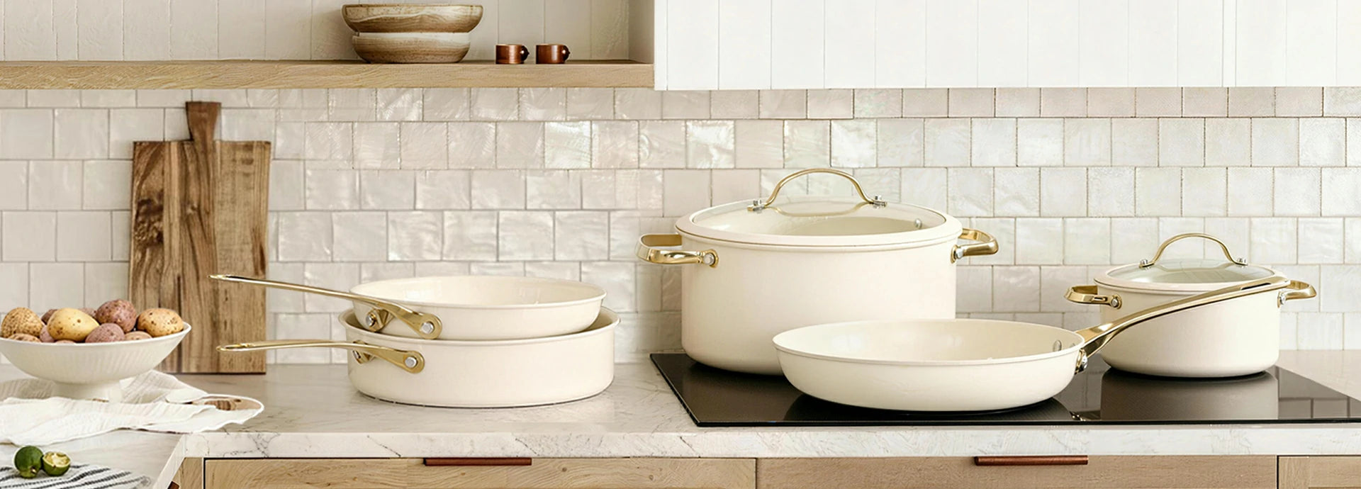 Chef Power Stars Non-stick Ceramic 15-Piece Cookware Set White