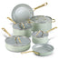 Chef Power 10-Piece Nonstick Ceramic Cookware Set with Light Golden Satinless Steel Handles Sage Green