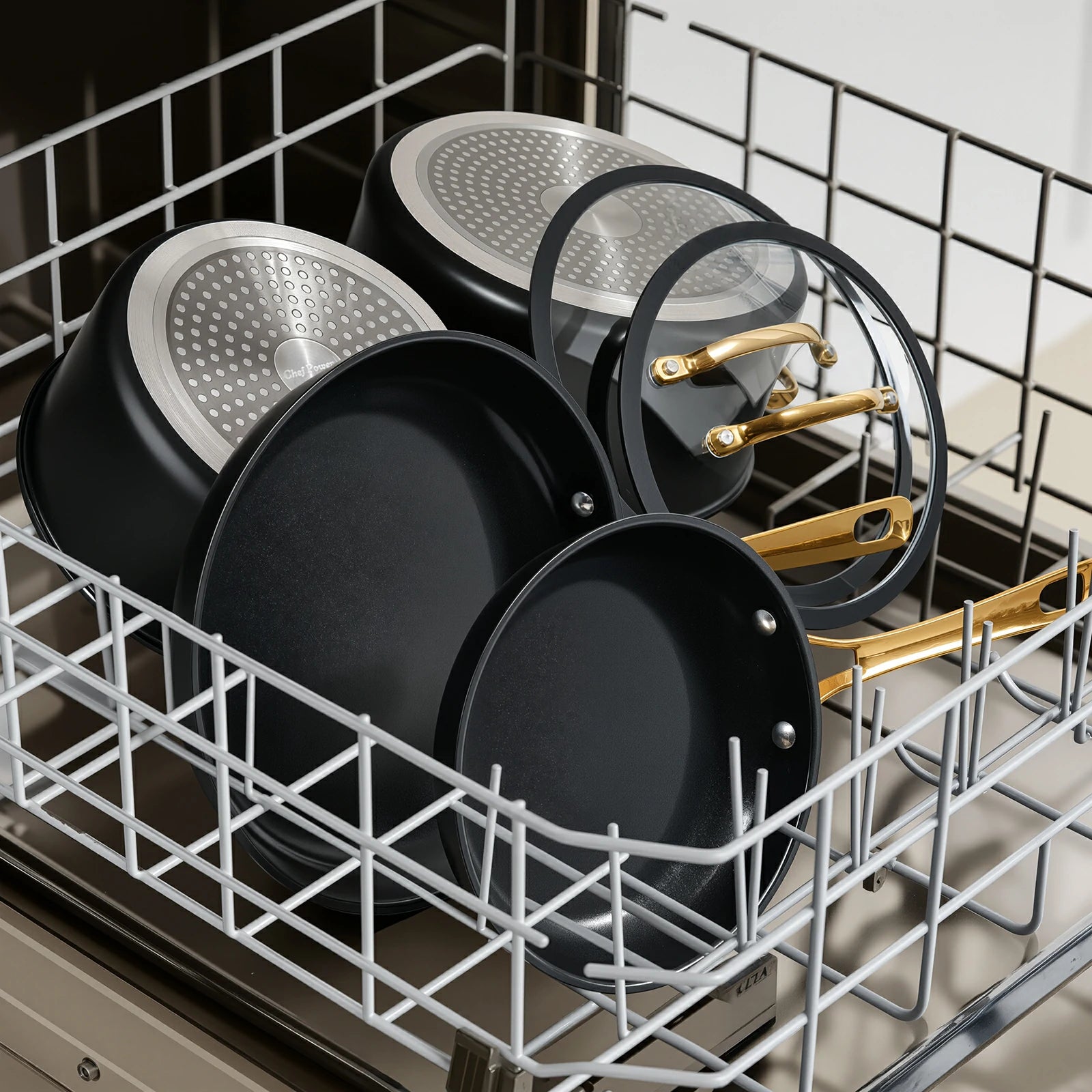Chef Power 15-Piece Cookware Set Dishwasher Safe Black