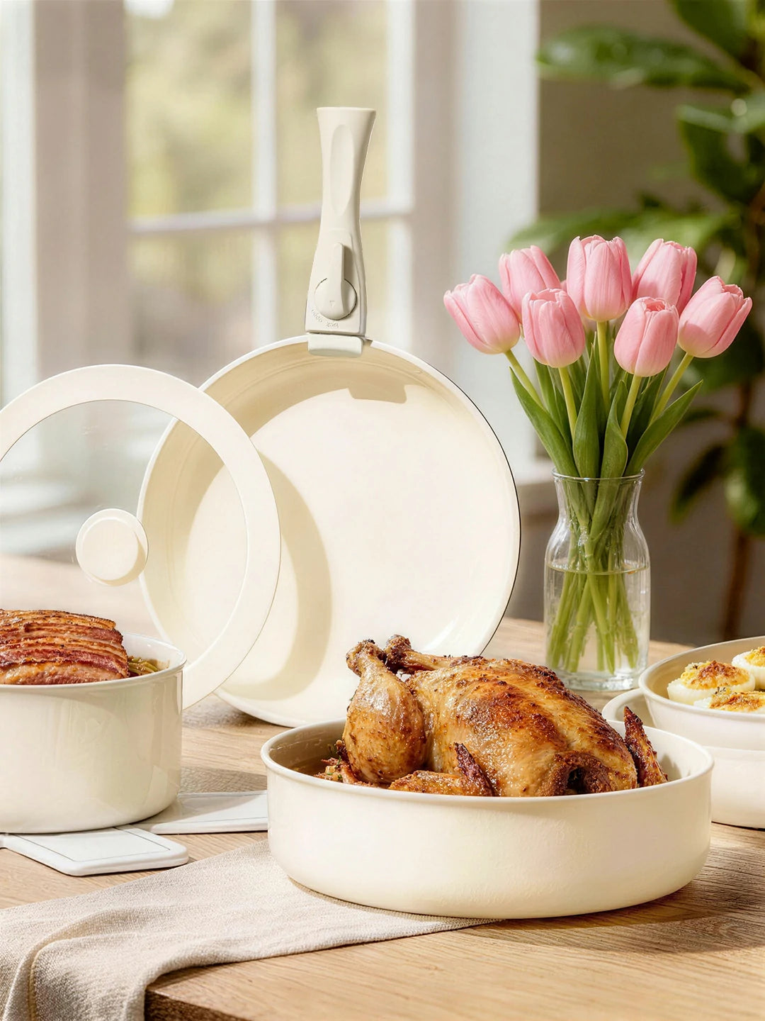 Chef Power Easter Nonstick 19-Piece Detachable Handlle Cookware Set White Banner