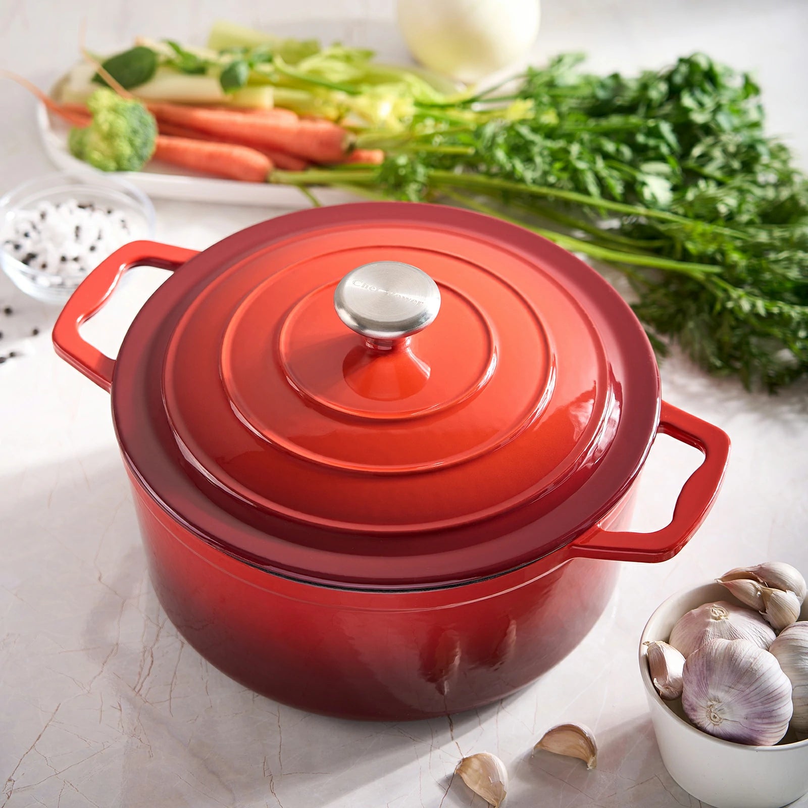 5qt Round Enameled Cast Iron Dutch Oven PFAS-Free Non-Toxic