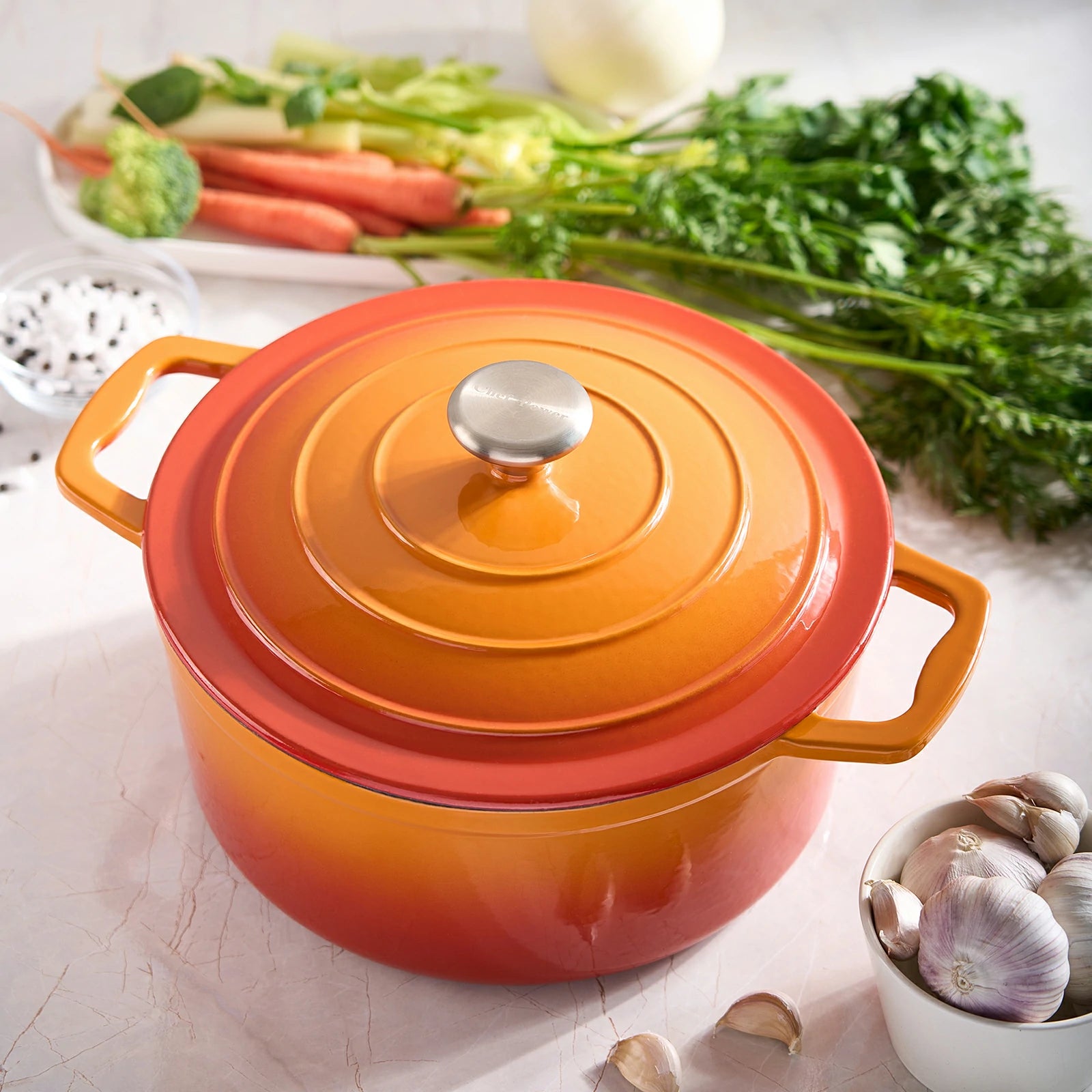 5qt Round Enameled Cast Iron Dutch Oven PFAS-Free Non-Toxic