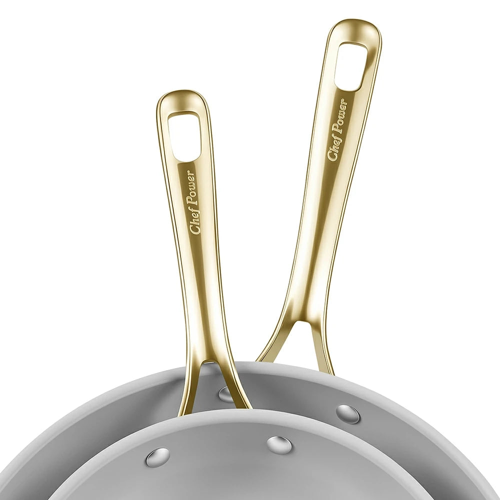 Chef Power PVD Light golden Handle Detail Sage Green