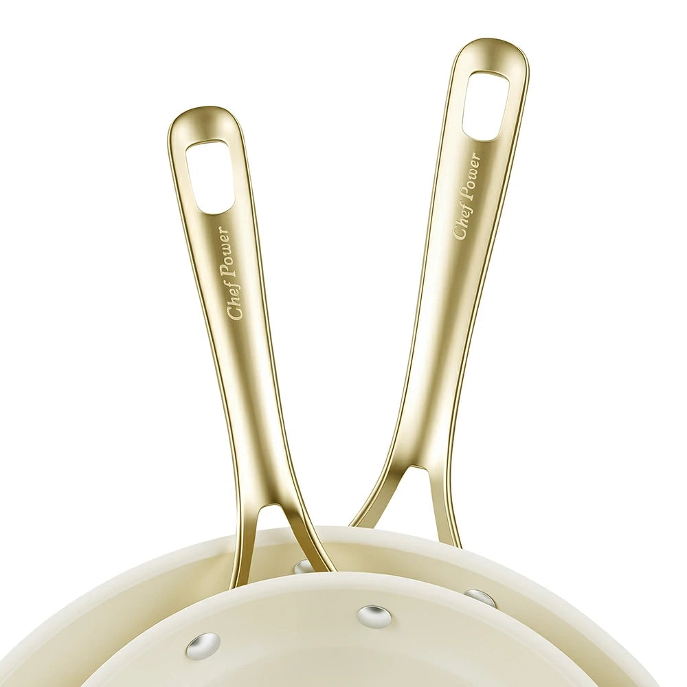 Chef Power PVD Light golden Handle Detail White