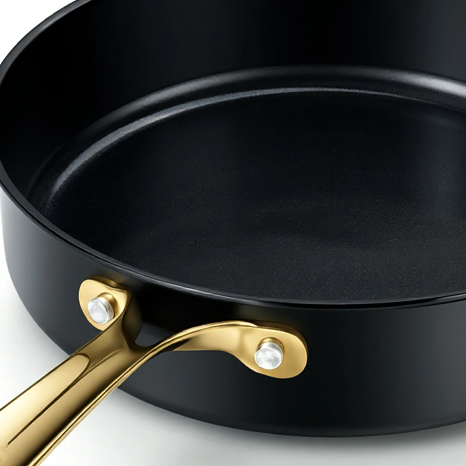 Chef Power Black 3QT Saute Pan with Golden Handle Detail