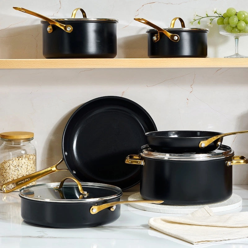 Chef Power Black and Golden Cookware Set Cook with No Worries
