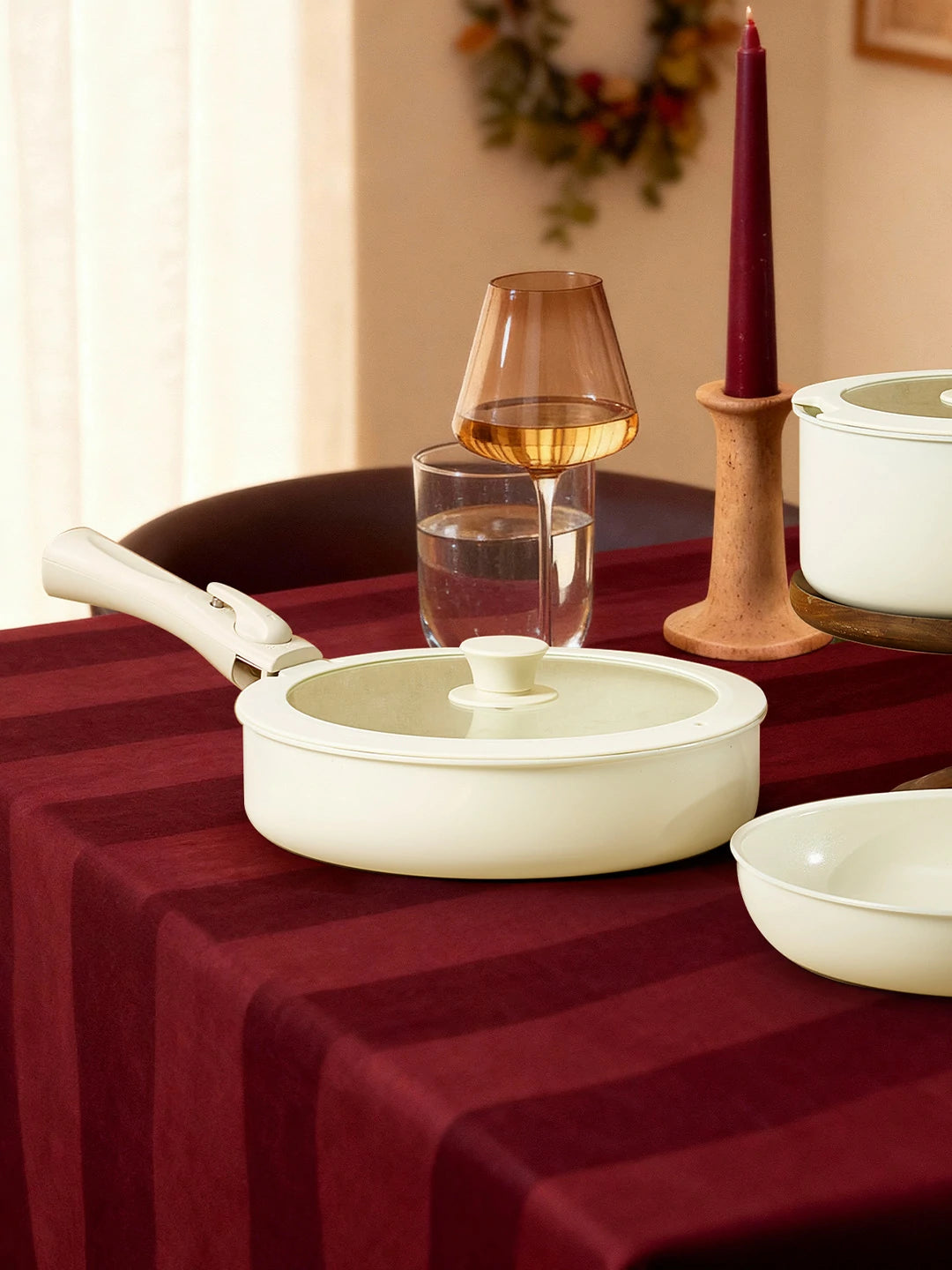 Chef Power White Ceramic Cookware Pots with Detachable Handle