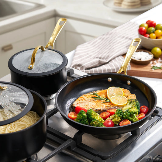 Chef Power Stars Black Ceramic Cookware Set for Gas Stoves