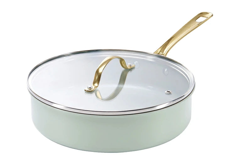 Chef Power Ceramic 3QT Saute Pan with Lid Sage Green
