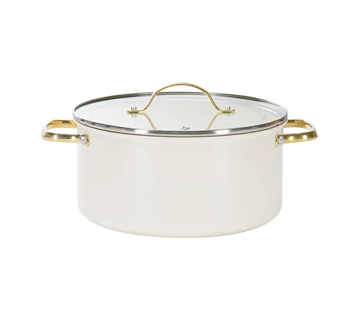 Chef Power Ceramic 5.5QT Stockpot with Lid Cream White
