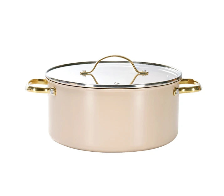 Chef Power Ceramic 5.5QT Stockpot with Lid Taupe