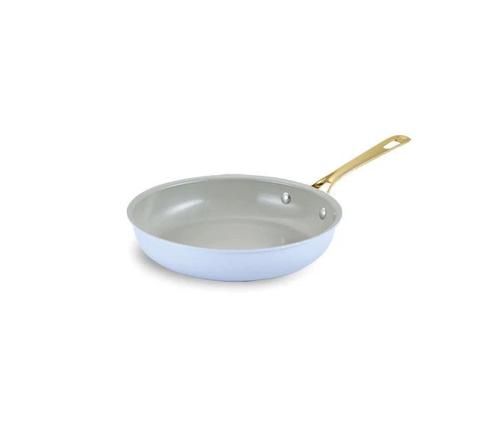 Light Blue Cookware Stars Ceramic Non-Stick 15-Piece Cookware Set with Light Golden Handles ...