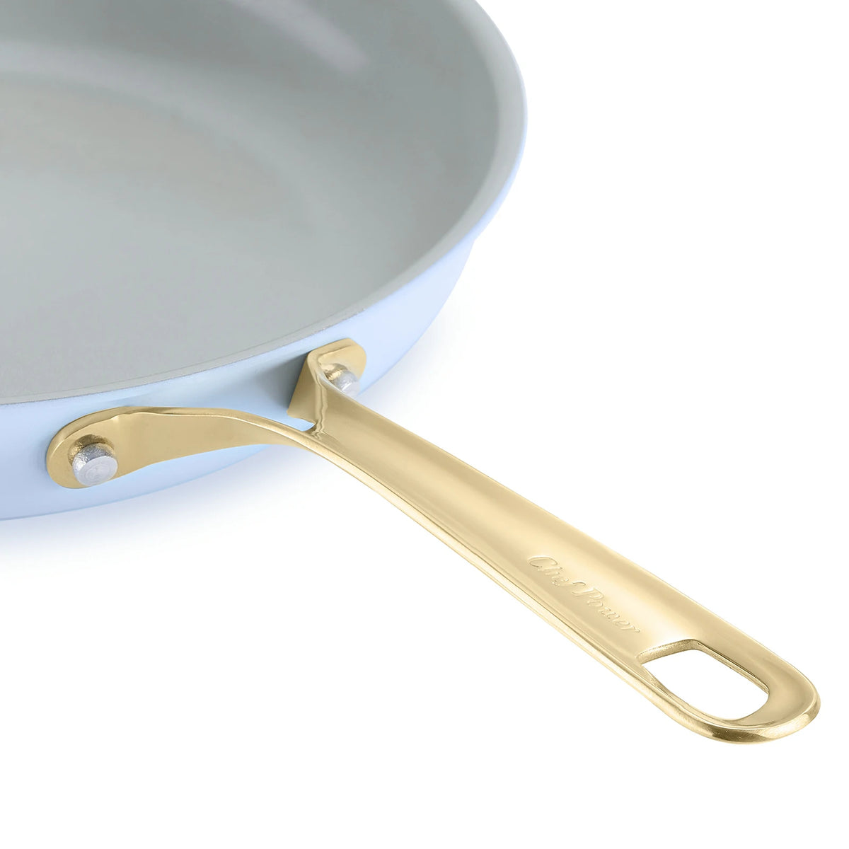 Light Blue Cookware Stars Ceramic Non-Stick 15-Piece Cookware Set with Light Golden Handles ...