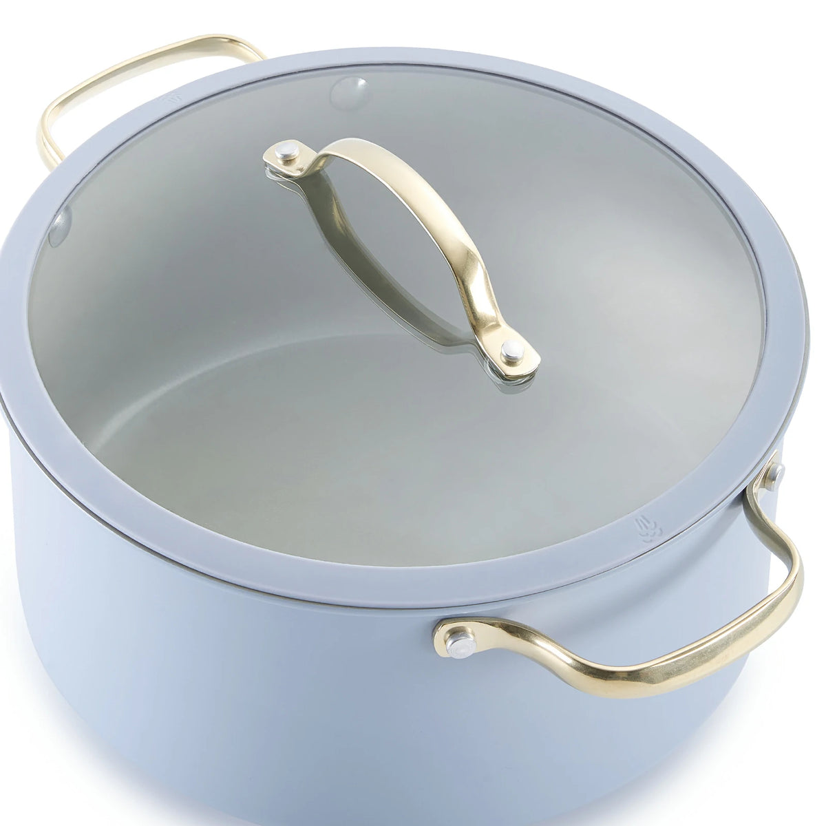 Light Blue Cookware Stars Ceramic Non-Stick 15-Piece Cookware Set with Light Golden Handles ...