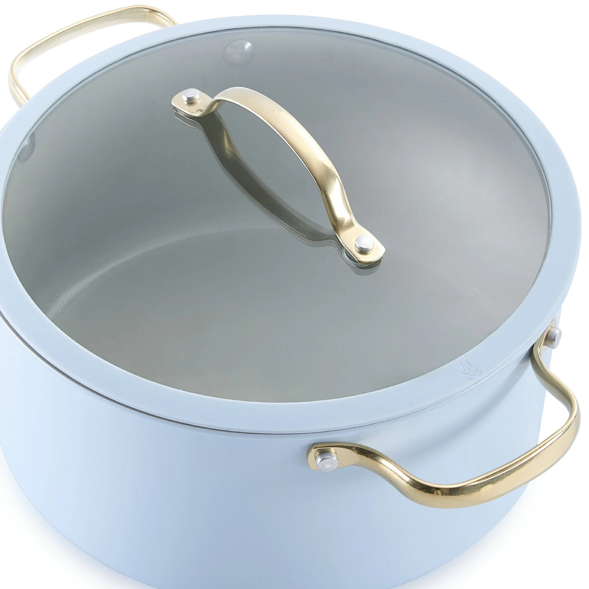 Light Blue Cookware Stars Ceramic Non-Stick 15-Piece Cookware Set with Light Golden Handles ...