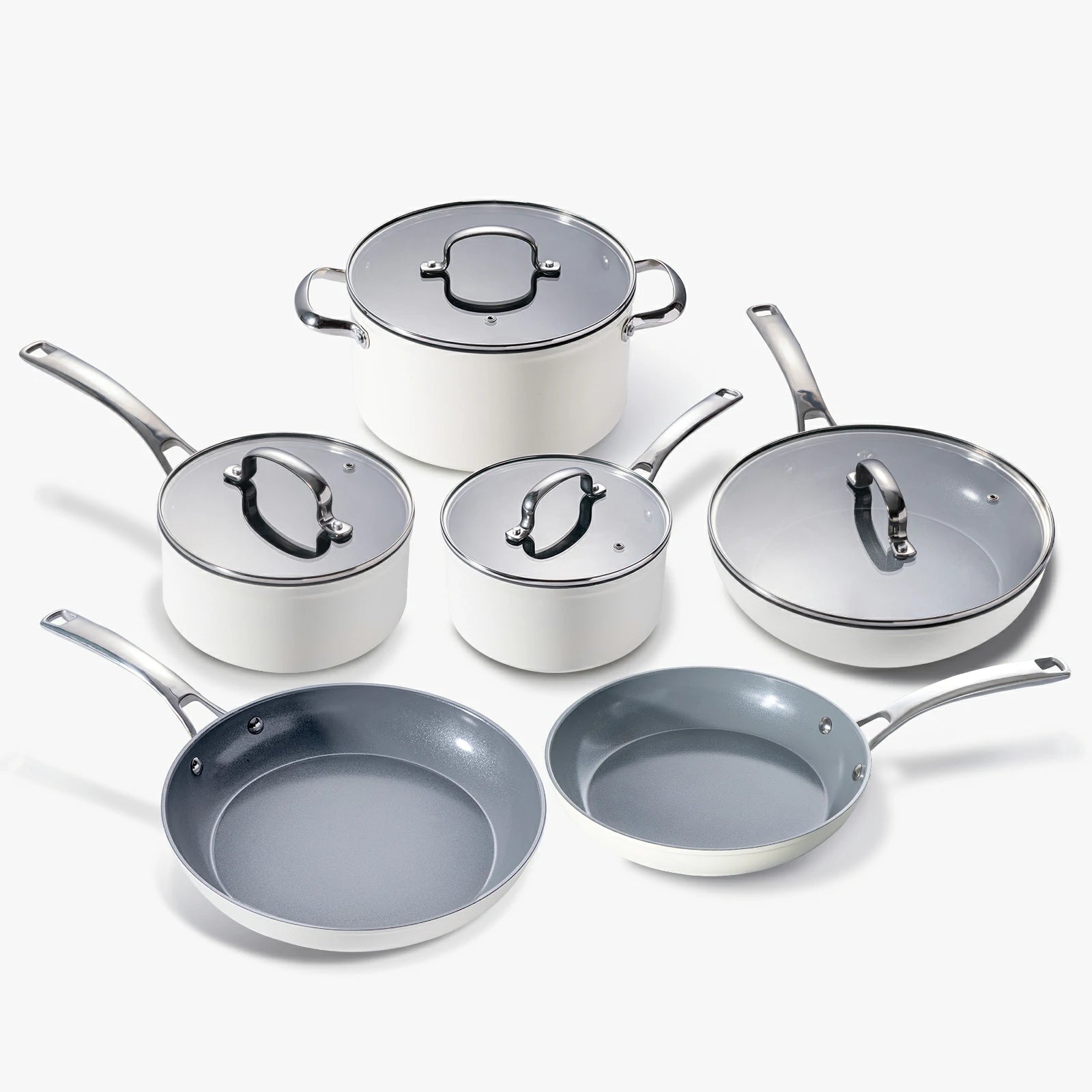 chef power ceramic nonstick cookware set 10-piece set lunaray induction stove compatible cookware