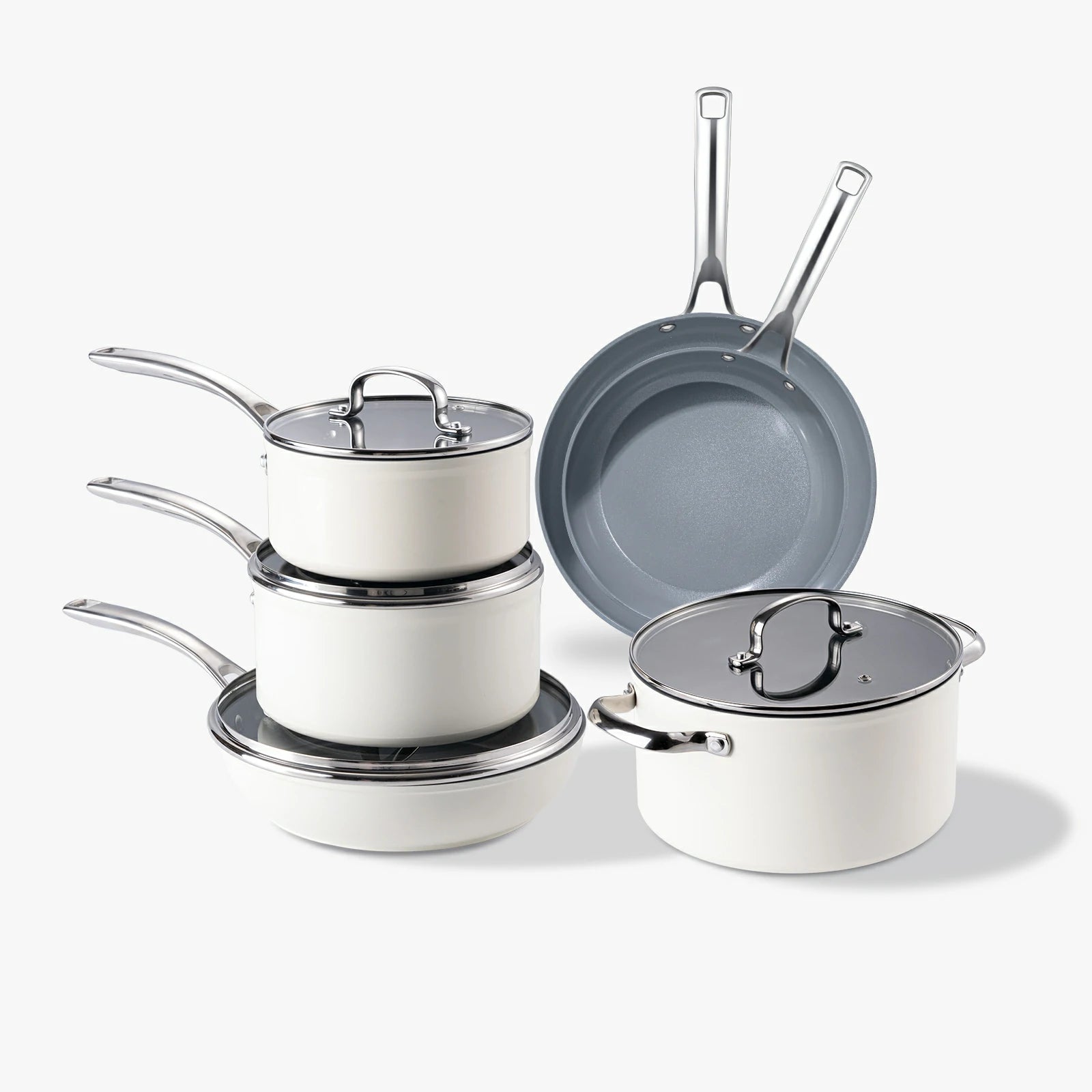 chef power ceramic nonstick cookware set 10-piece set lunaray induction stove compatible cookware