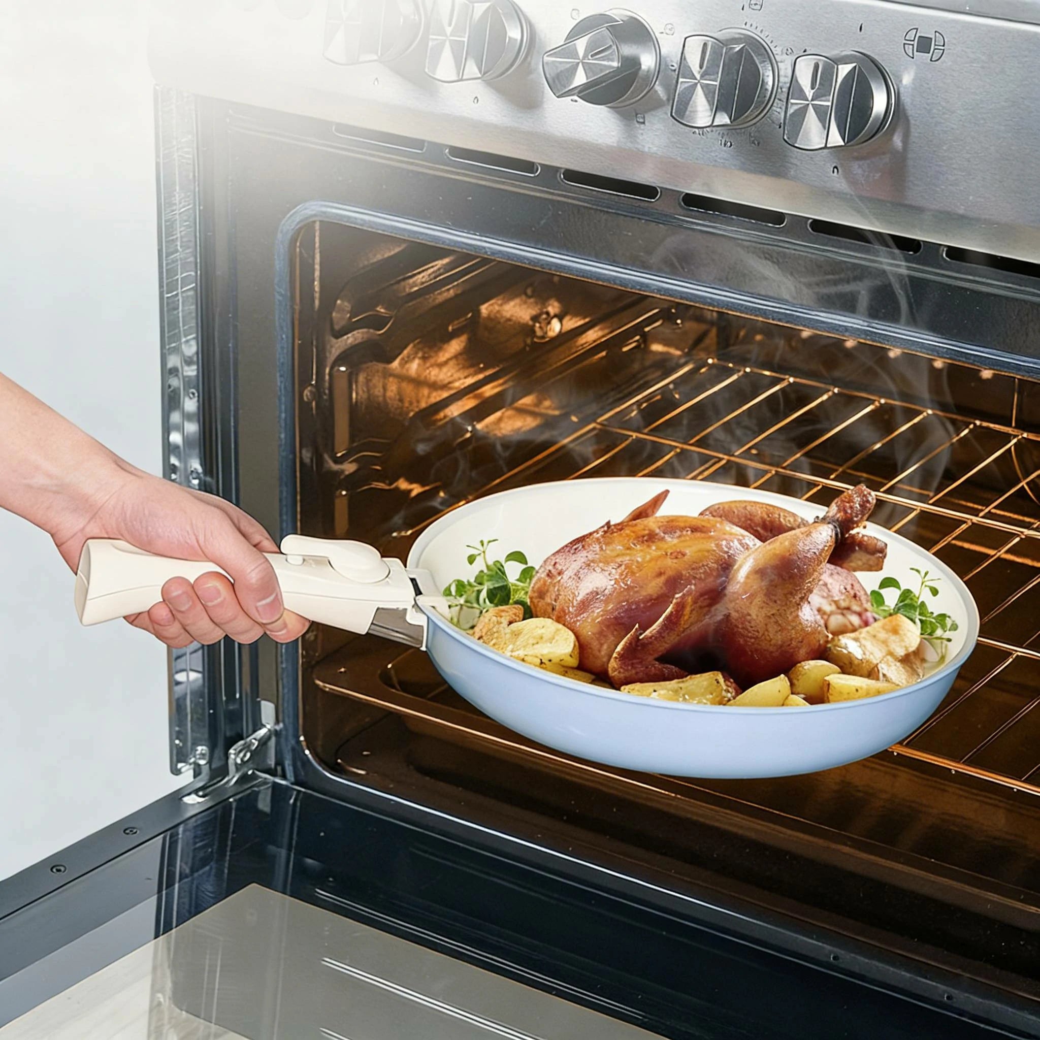 Chef Power Ceramic Non Toxic Cookware Sets with Detachable Handle Baby Blue Purple