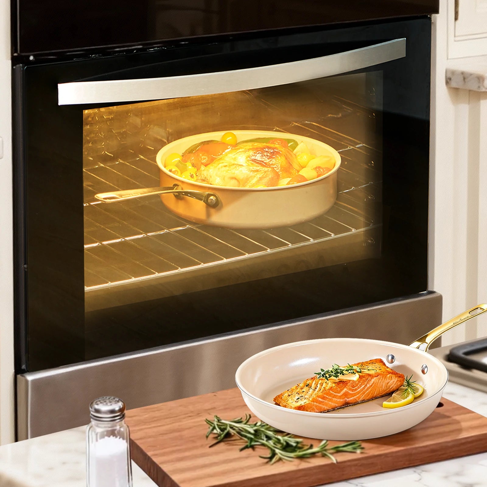 Chef Power Taupe Ceramic Cookware Oven Safe