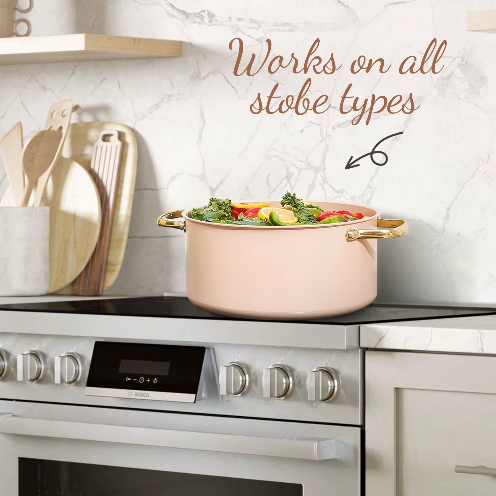 Chef Power Taupe Ceramic Cookware Suitable for Induction Cooking