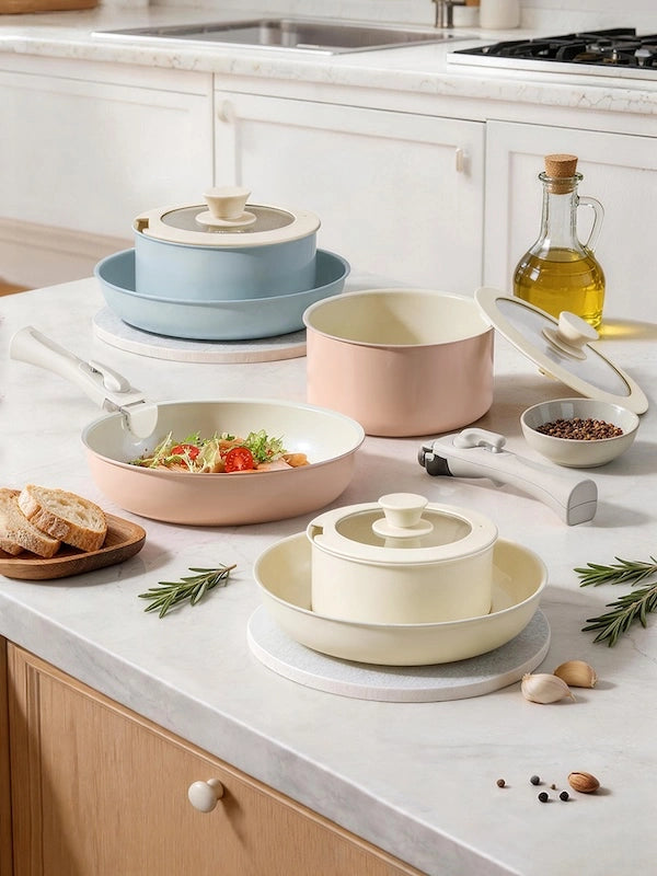 Chef Power Detachable Handle Bundle Stackable Design Cookware Set