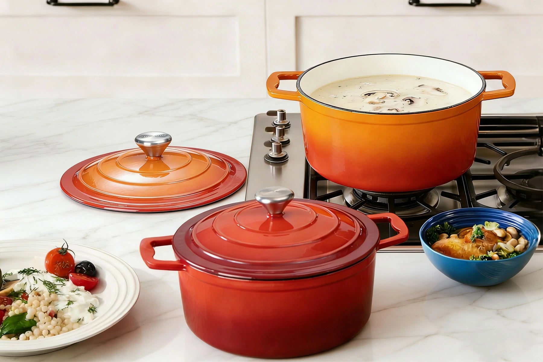 Chef Power Nonstick Dutch Oven Red and Orange