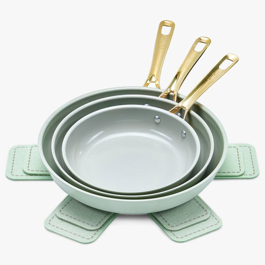 Chef Power 3-Piece Ceramic Coating Frying Pan Set Sage Green