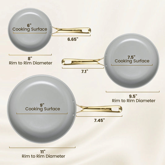 Chef Power 3-Piece Frying Pan Set Size