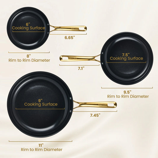 Chef Power 3-Piece Frying Pan Set Size Black