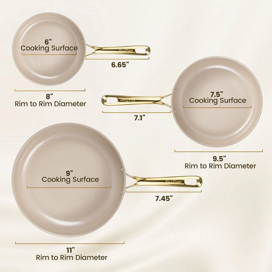 Chef Power 3-Piece Frying Pan Set Size Taupe