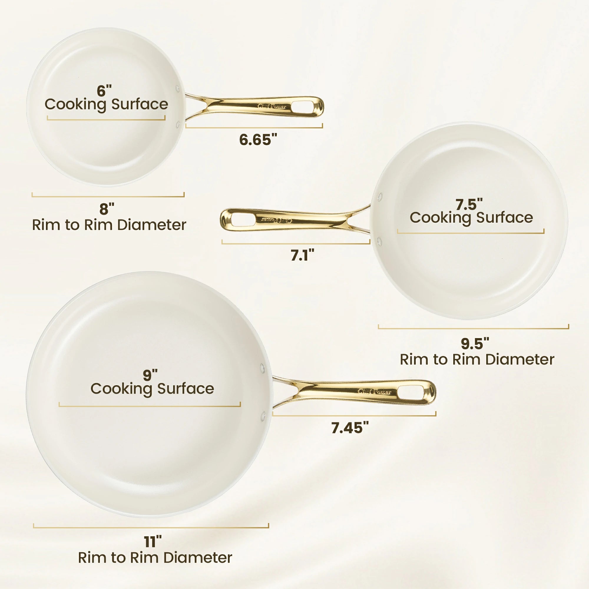 Chef Power 3-Piece Frying Pan Set Size White