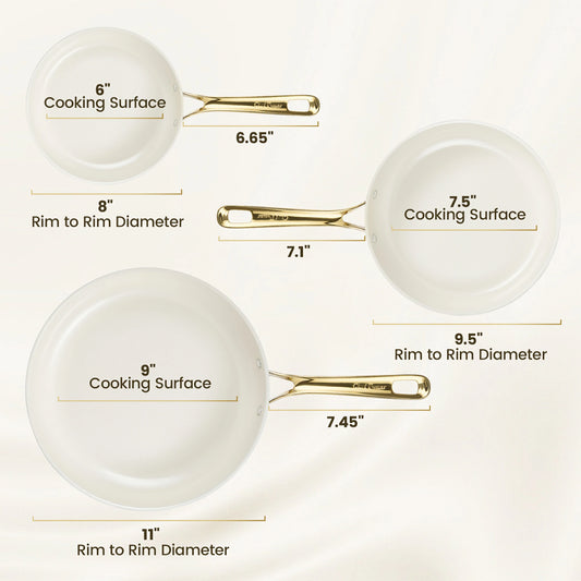 Chef Power 3-Piece Frying Pan Set Size White