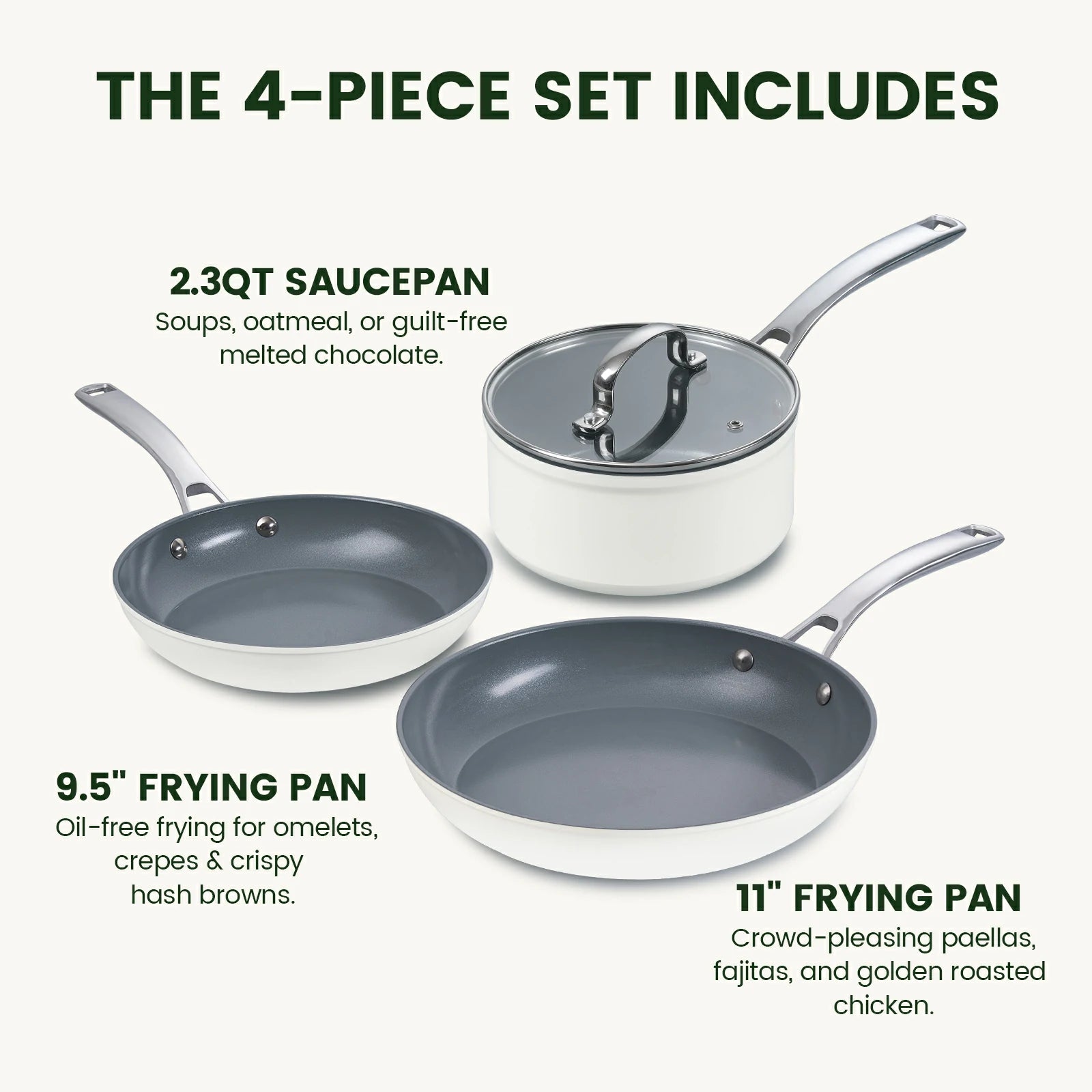 Chef Power Lunaray ceramic cookware sets includes