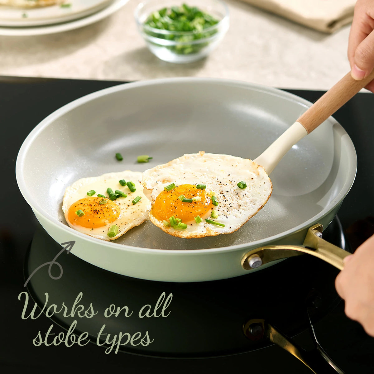 Natural Cookware Stars Ceramic Non-Stick 15-Piece Cookware Set with Light Golden Handles ...