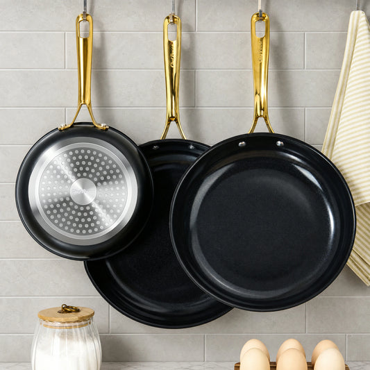Chef Power Nonstick 3-Piece Frying Pan Set Black