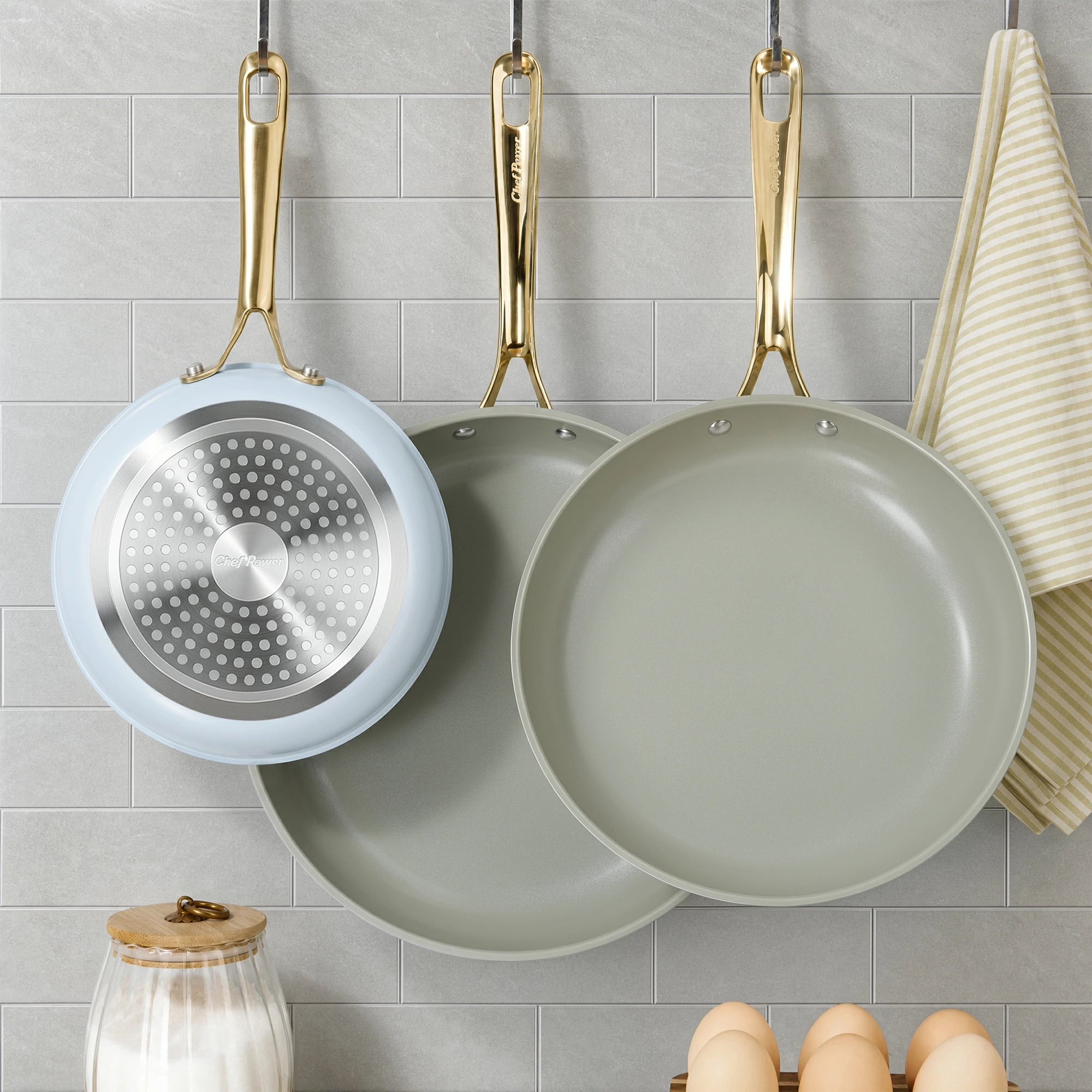Chef Power Nonstick 3-Piece Frying Pan Set Light Blue