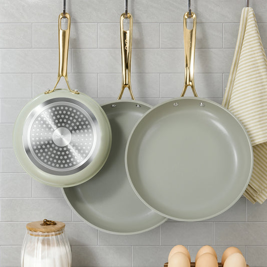 Chef Power Nonstick 3-Piece Frying Pan Set Sage Green