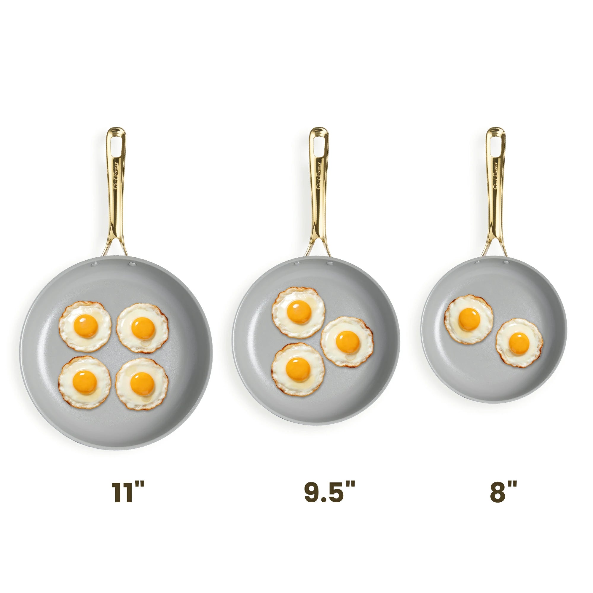 Chef Power 3-Piece Nonstick Ceramic Frying Pan Set Three Sizes