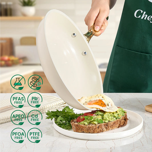 Chef Power Nonstick Ceramic Cookware Cream White