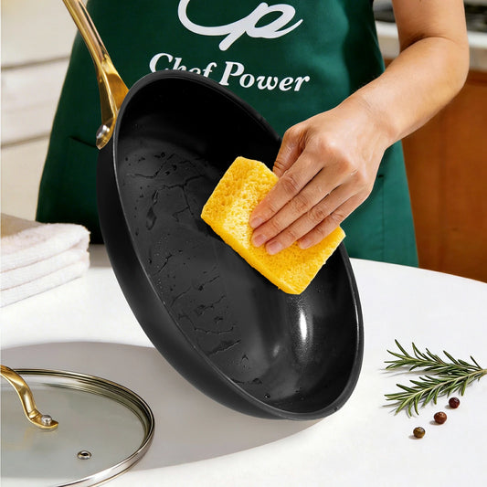 Chef Power Nonstick Ceramic Cookware Easy to Clean Black