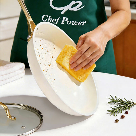 Chef Power Nonstick Ceramic Cookware Easy to Clean Cream White