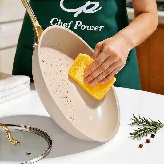 Chef Power Nonstick Ceramic Cookware Easy to Clean Taupe