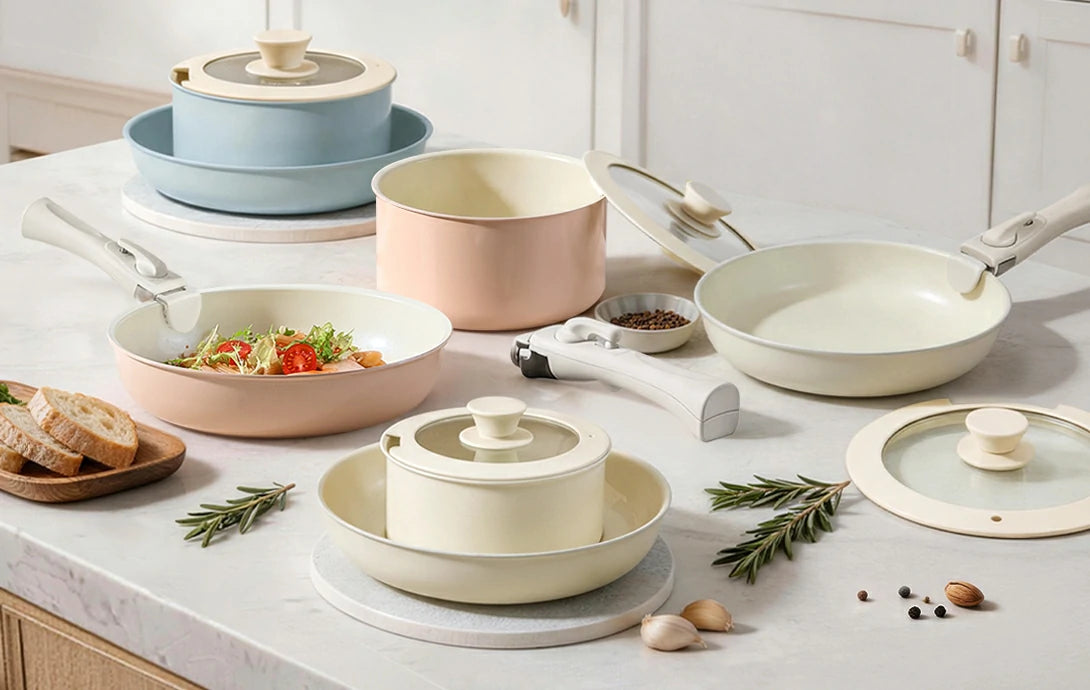 Chef Power Nonstick Ceramic Detachable Handle Cookware Set Banner
