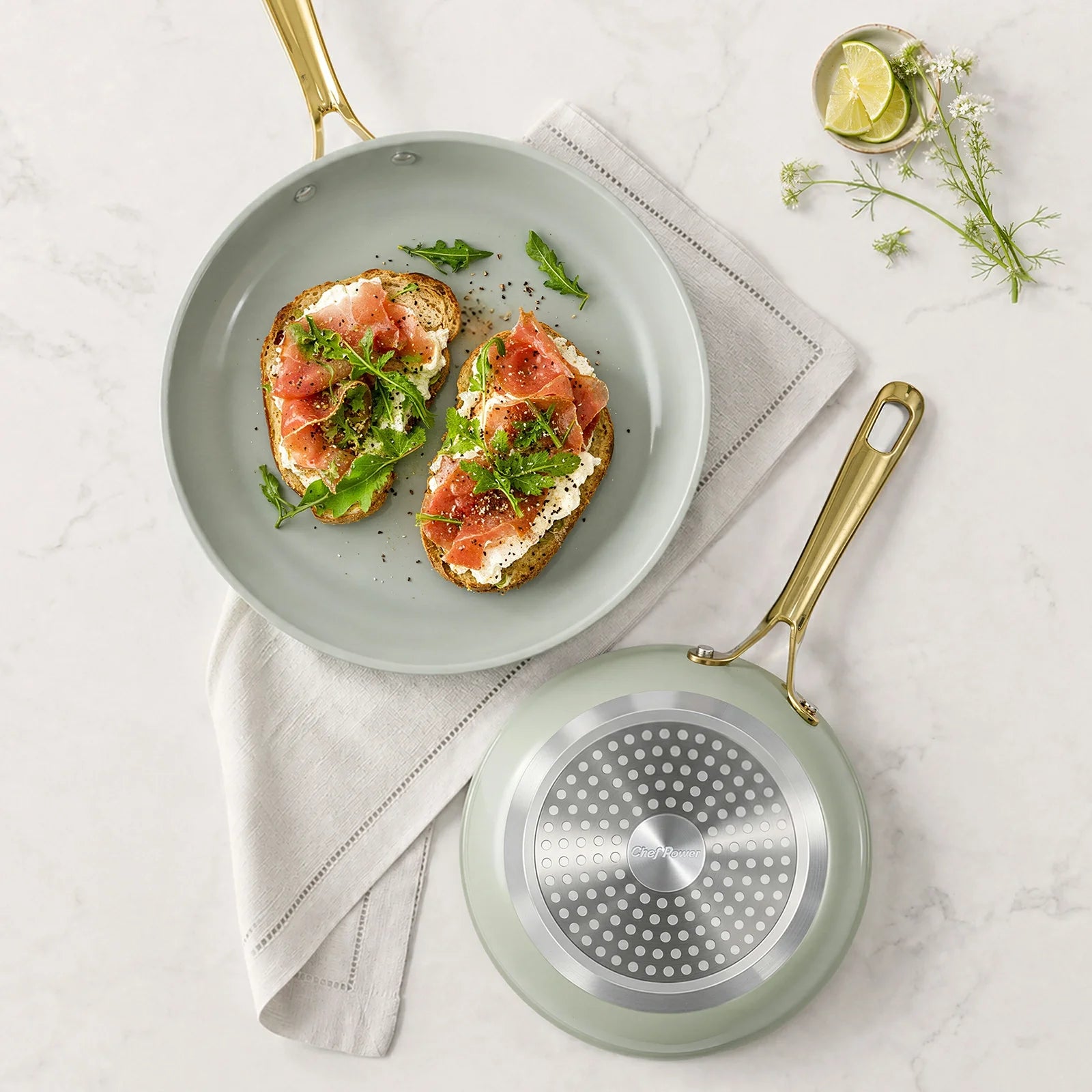 Chef Power Nonstick Frying Pans Sage Green