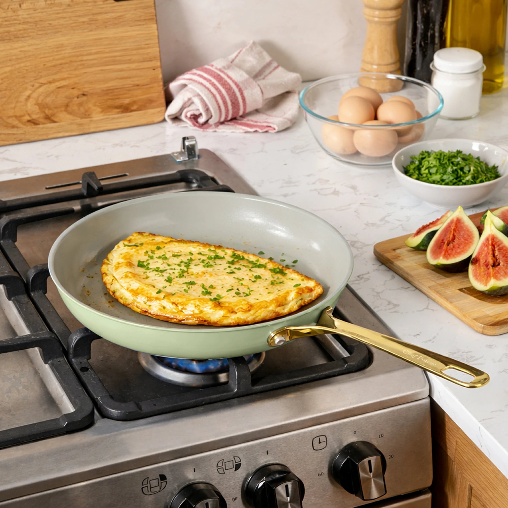 Chef Power Sage Green Frying Pan Compatible with All Stoves